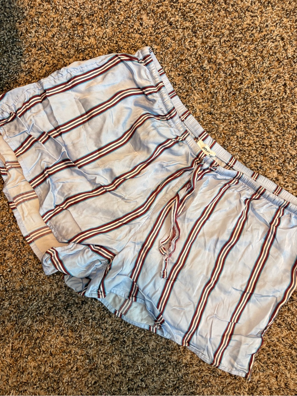 aerie Light Blue Striped Drawstring Athletic Shorts